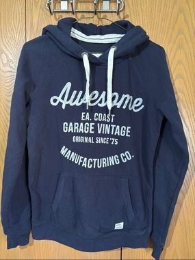 Garage Vintage 'Awesome' Navy Hooded Sweatshirt small